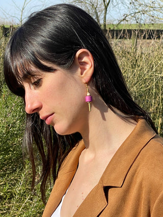Earring EARPJ001 off white/pink/gold