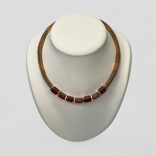 Necklace NECCP002 aubergine/green