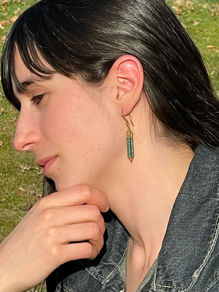 Earring EARJI001 green/gold