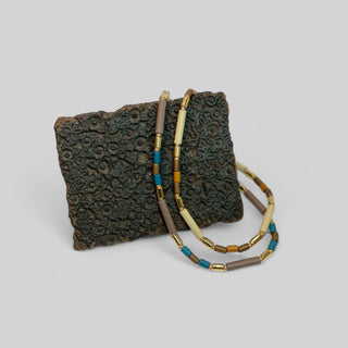 Necklace NECPJ002 beige/brown/gold