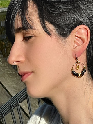 Earring EARCP002 black/ gold