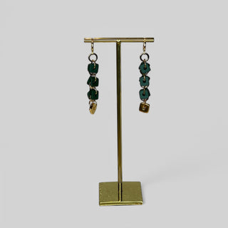 Earring EARCP001 dark green/ gold