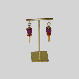Earring EARPJ002 pink/orange/gold