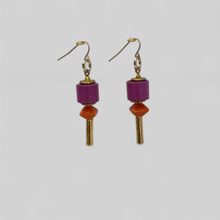 Earring EARPJ002 pink/orange/gold