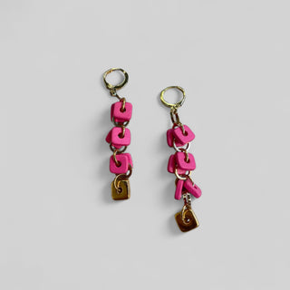 Earring EARCP001 fuchsia/ gold