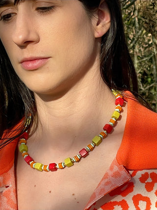 Necklace NECCP001 yellow/red