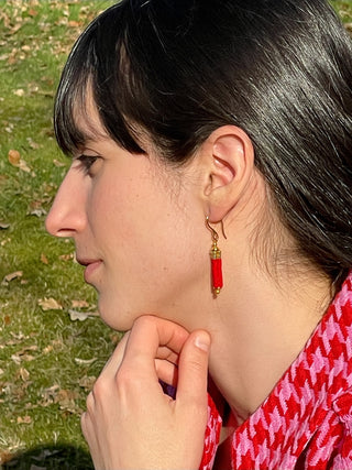 Earring EARJI001 red/gold