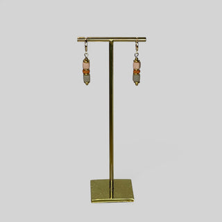 Earring EARCP004 salmon/ terracotta/ grey