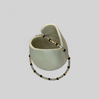 Necklace NECCP004 silver/ black/ beige