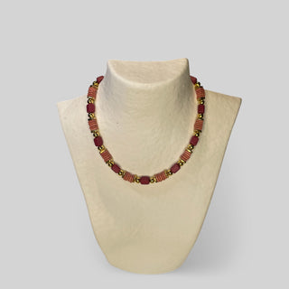 Necklace NECCP005 dark red/ dark salmon