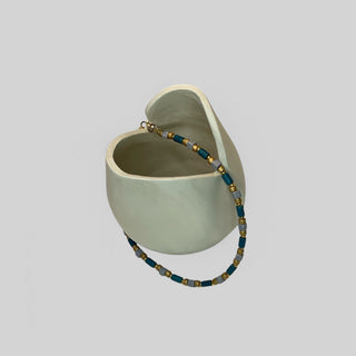 Necklace NECCP004 blue see green/ grey/ gold