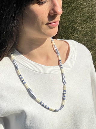 Necklace NECJI001 blue/white