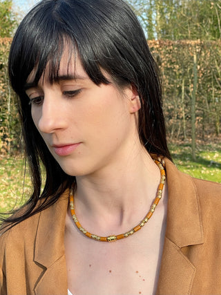 Necklace NECDA001 sienna/ gold