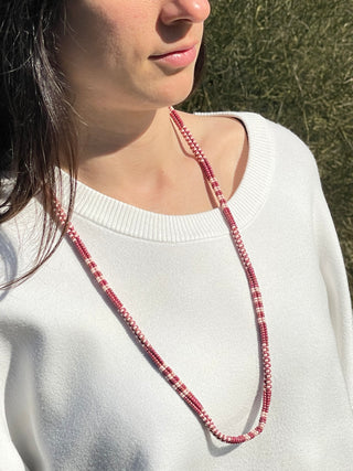 Necklace NECJI001 magenta/ cream