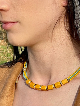 Necklace NECCP002 yellow/green