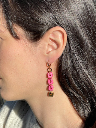 Earring EARCP001 fuchsia/ gold