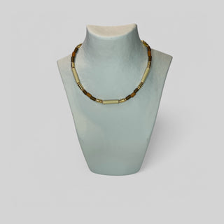 Necklace NECPJ002 beige/brown/gold