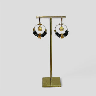 Earring EARCP002 black/ gold