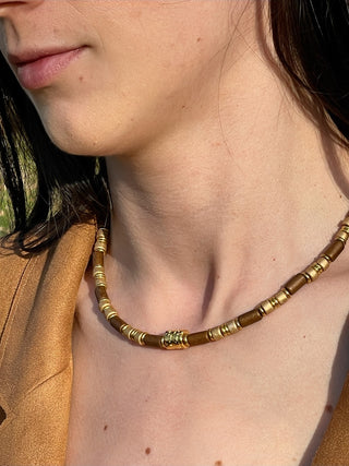 Necklace NECDA001 brown/ gold
