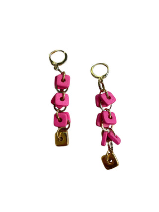 Earring EARCP001 fuchsia/ gold