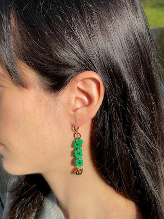 Earring EARCP001 green/ gold