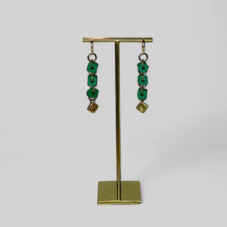 Earring EARCP001 green/ gold